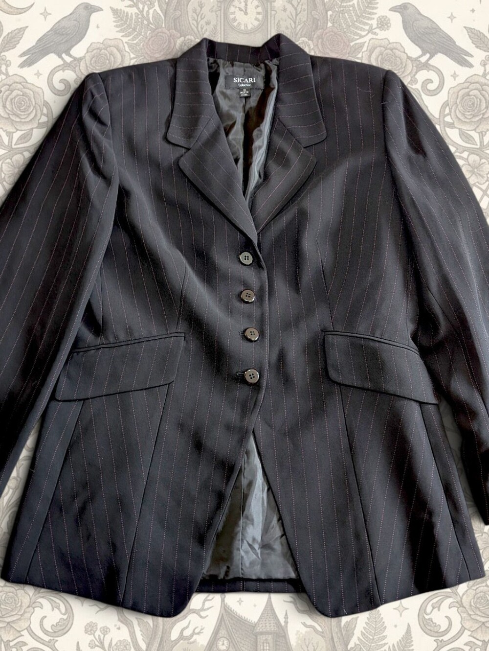 Office Siren Pinstripe Tailored Blazer Sicari Y2K Dark Academia Fitted Jacket 10